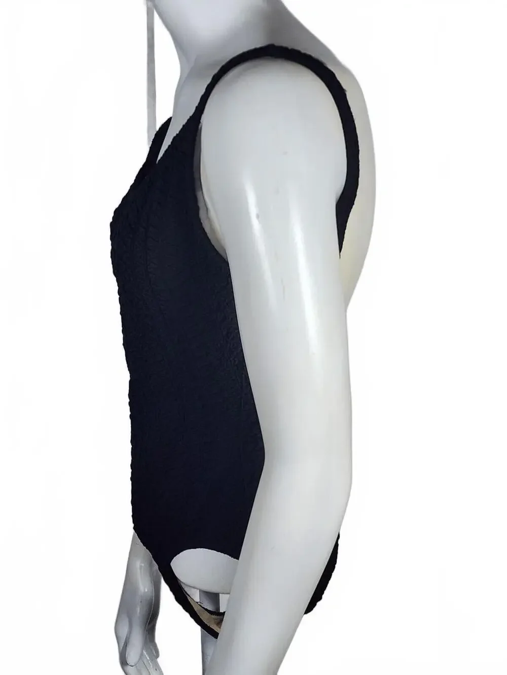 Vintage Maillot Baltex Body I.D. Black Textured One-Piece Swimsuit (10)